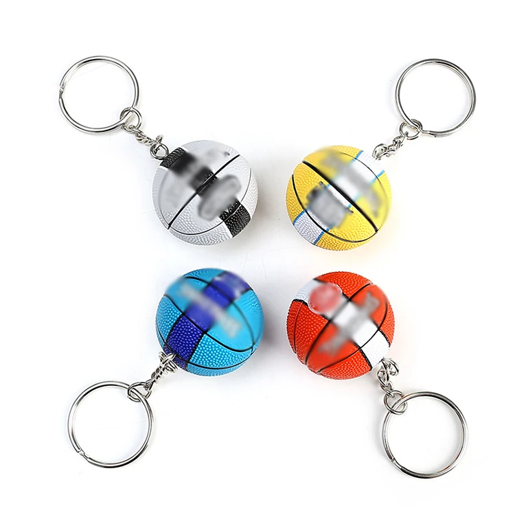 Wholesale stock hot basketball keychain sports fans souvenir promotional gifts 3d basketball shape logo color custom keychain