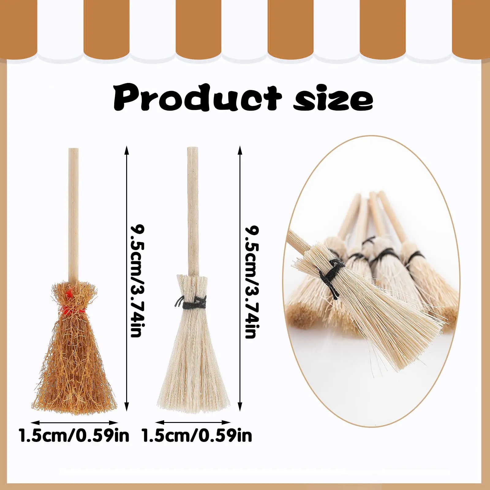 Natural Broom with Wood Handle Retro Soft Straw Broom for Cleaning Use it as a Decoration Wedding Witch Broom