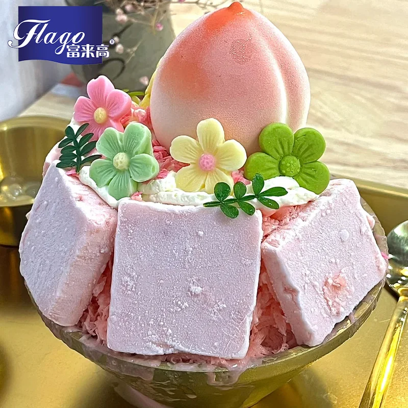 Flago Wholesale Delicious Peach-flavored smoothie powder  Snow Ice Powder Sugar Ice Cream shaved ice supplies