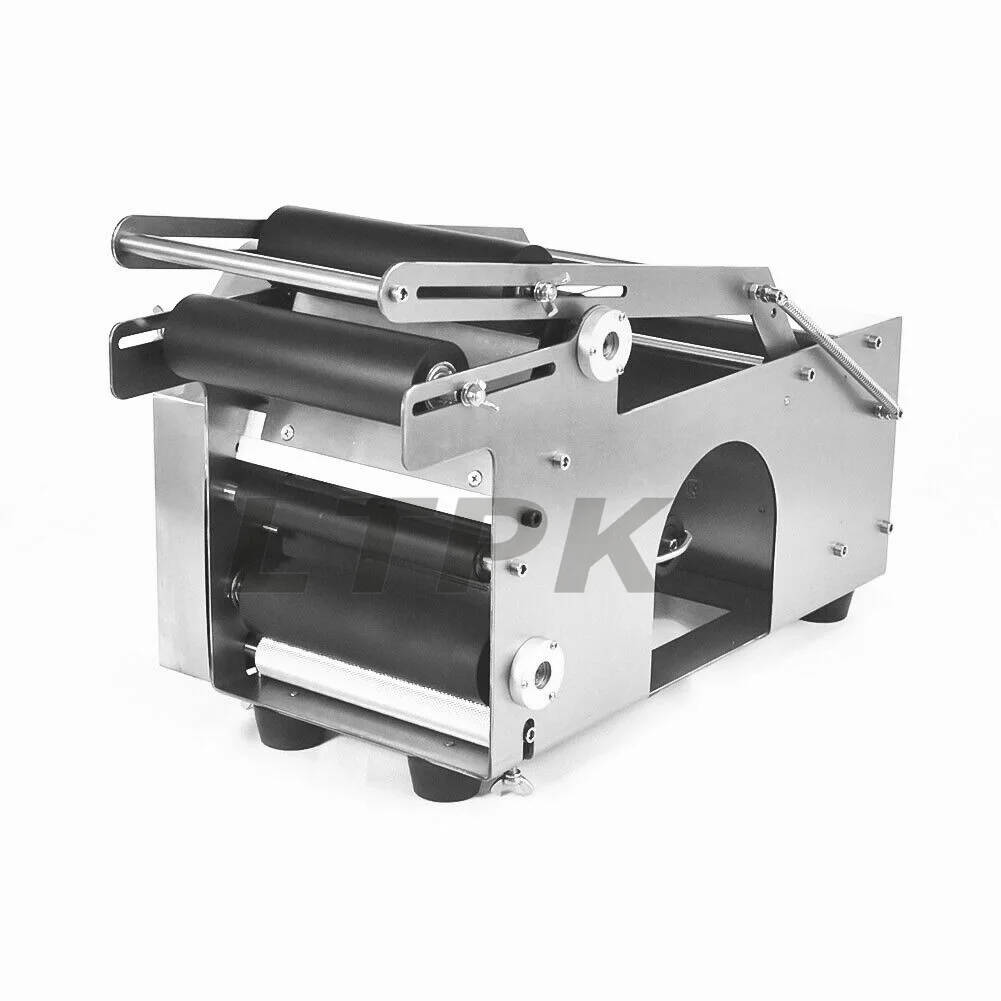LTPK MT50 Desktop Semi Automatic Cosmetics Water Cold Glue Syrup Essential Oil Pet Pvc Plastic Round Bottle Labeling Machine