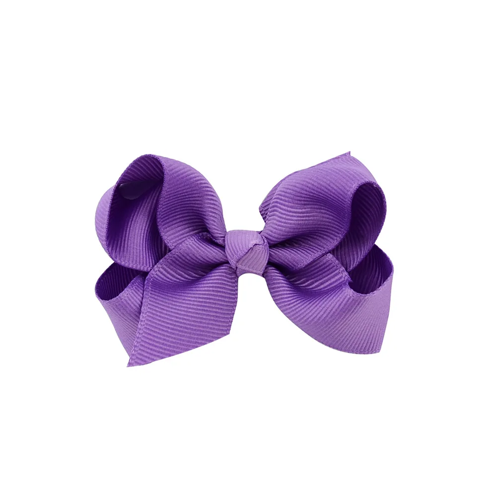 KHC013D Wholesale Popular Solid Color Satin Ribbon Flower Bow Knot Kids Hair Clips Fashion Smooth Fabric Metal Girls Hair Clips