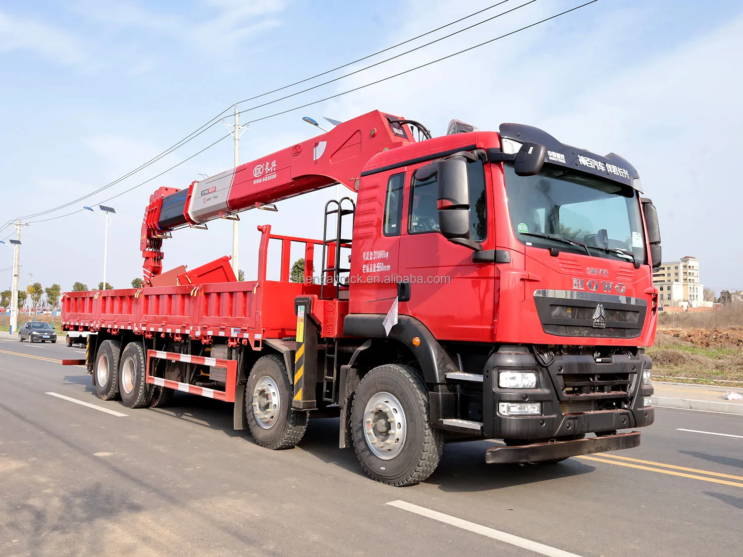HOWO cargo truck with Shenbai Truck Mounted Crane 18 ton 20 ton hydraulic telescopic boom crane for sale