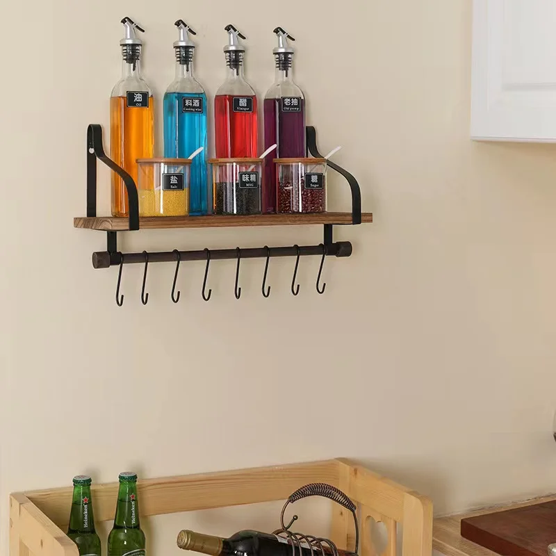 HOMEFURNISHING Floating Shelves Wall Shelf with Towel Bar for Bathroom/Kitchen/Bedroom/Living Room Brick Red