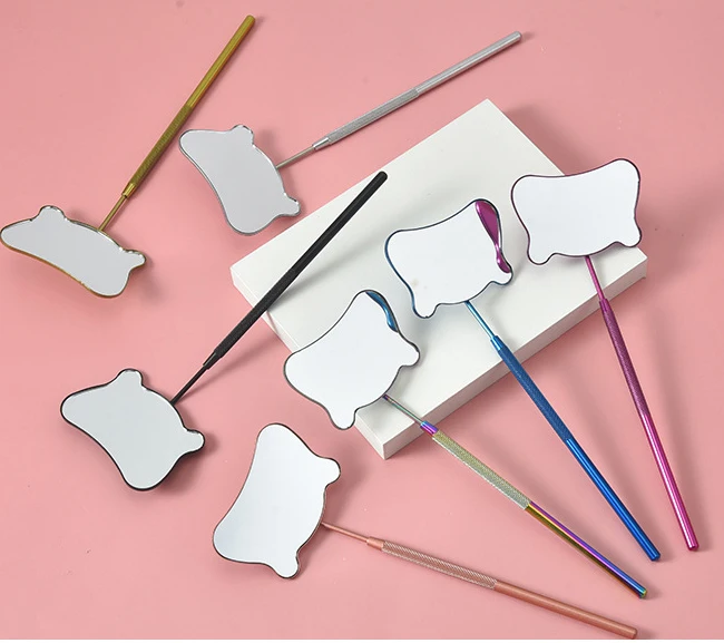 Wholesale Special Hello Kitty High Quality Handheld Eyelash Extension Checking Mirror with Handle Cute Makeup Inspection Mirror