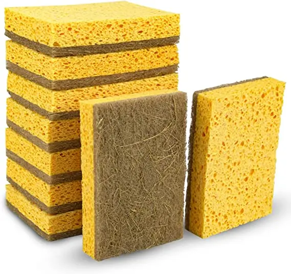 DS1949 Dual Sided Kitchen Cleaning Sponges Dish Scrub Sponges For Cleaning Coconut Cellulose Biodegradable Sponges