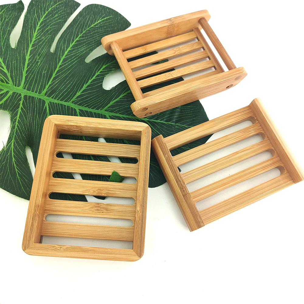 Wholesale Portable Bamboo Soap Dish Bathroom Wooden Soap Box Tray Holder Container With Drain