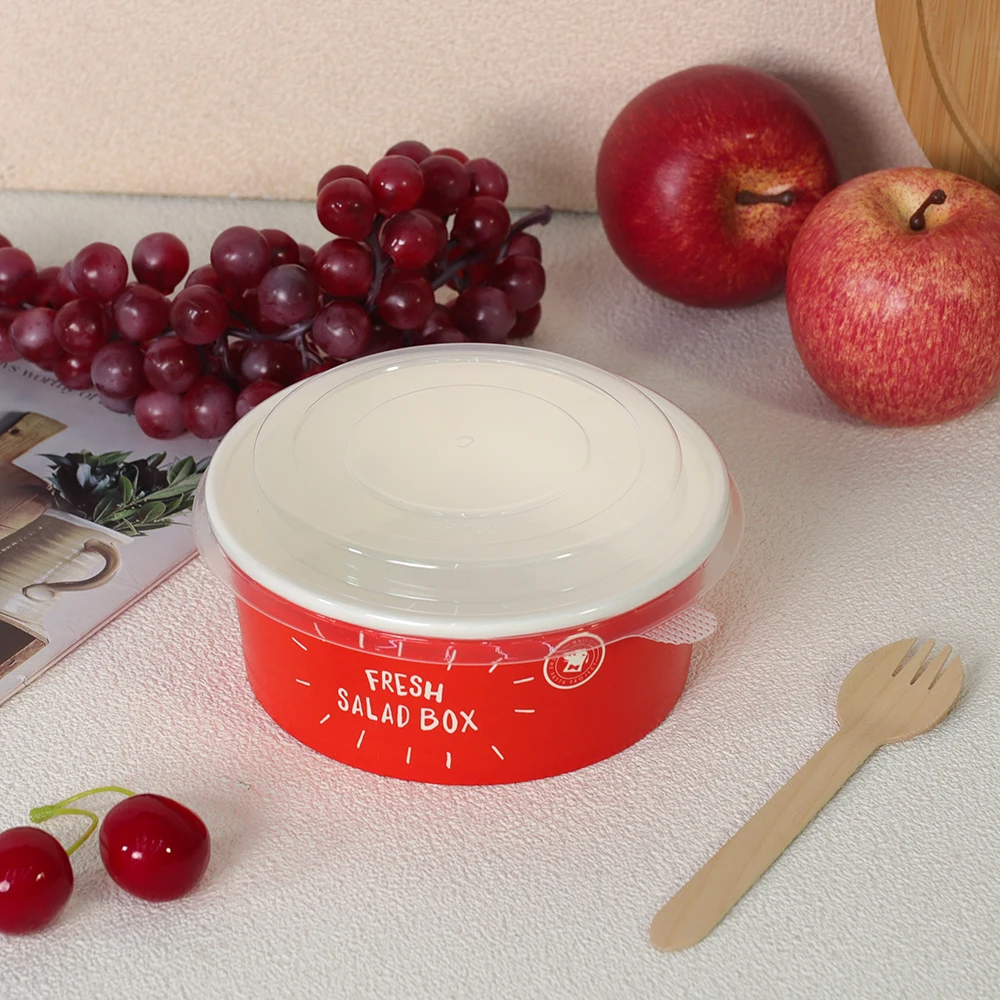 Custom Printed Disposable Biodegradable Kraft Paper Bowl White Paper Round Bowl for Soup Bowl for Salad