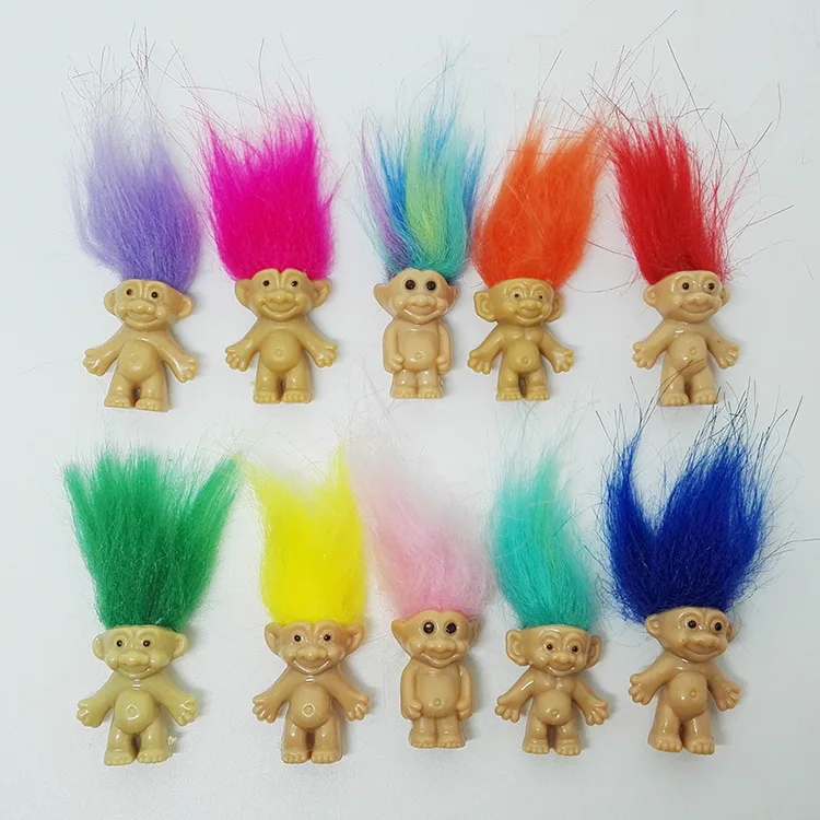 Small Size 3cm Single Color Hair Funny Children Toy Troll Doll Family Members Figure Figurines Vintage Ugly