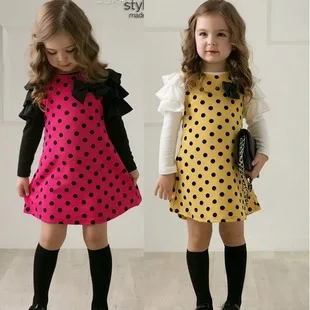 Girls Dress for Kids Dot Full Sleeve Birthday Dresses for Girl Cute Princess Party Dress Children Clothing Vestidos Baby Clothes