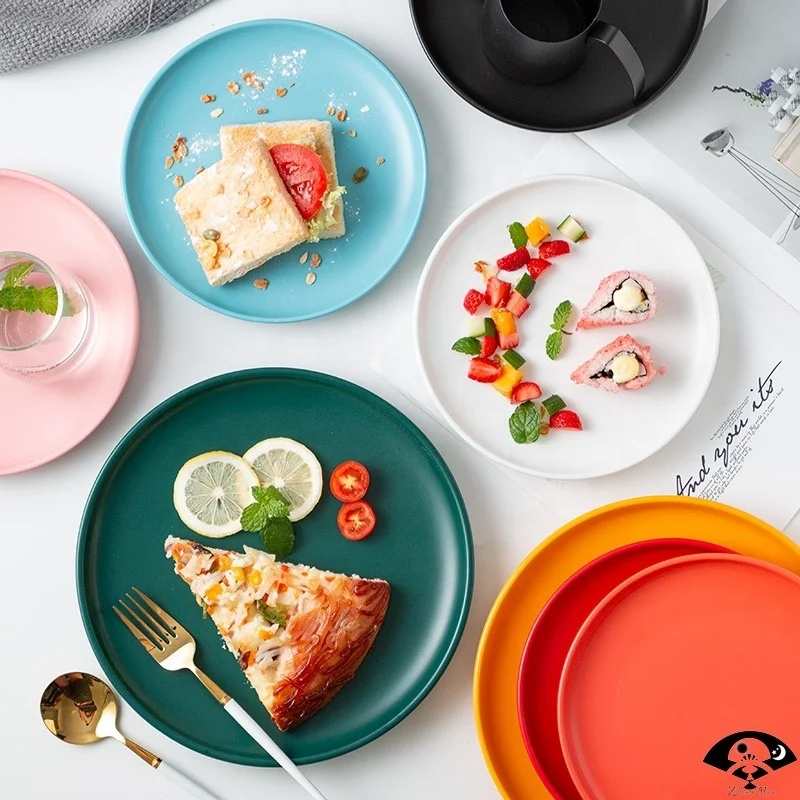 Matte Ceramic Plates 6 8 10 Inch for food Minimalist Design Dining Serving Durable Everyday Use Custom Logo Pattern Addable