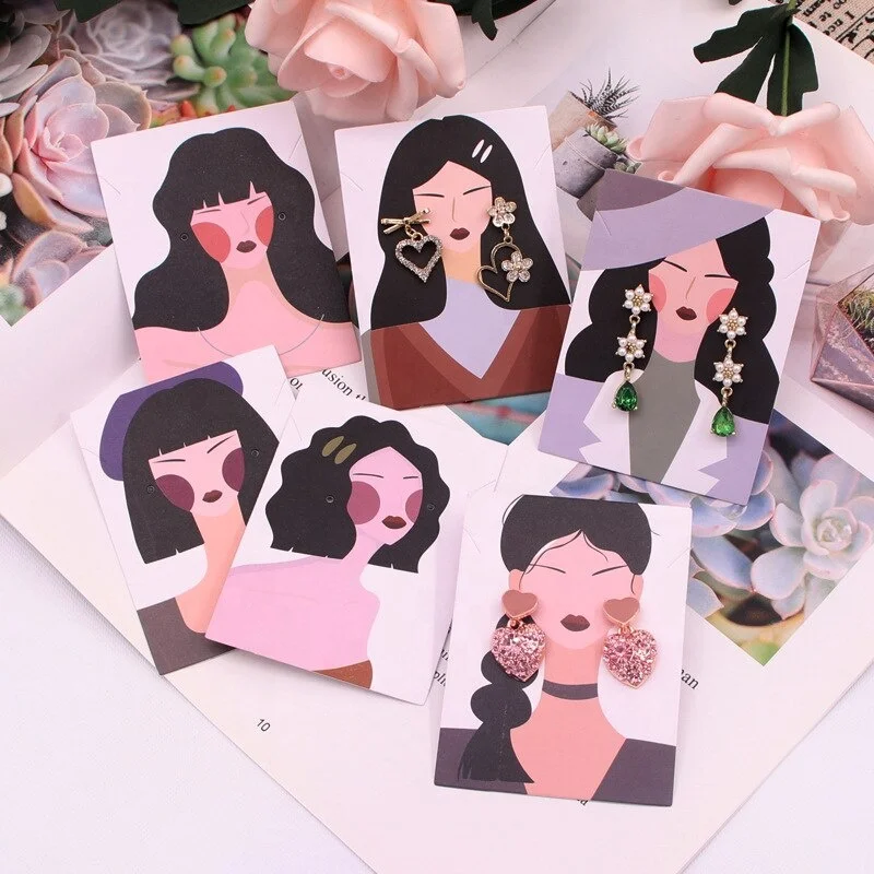 Custom Logo brand paper jewelry display packaging card Earring Necklace Display packing Jewelry cards