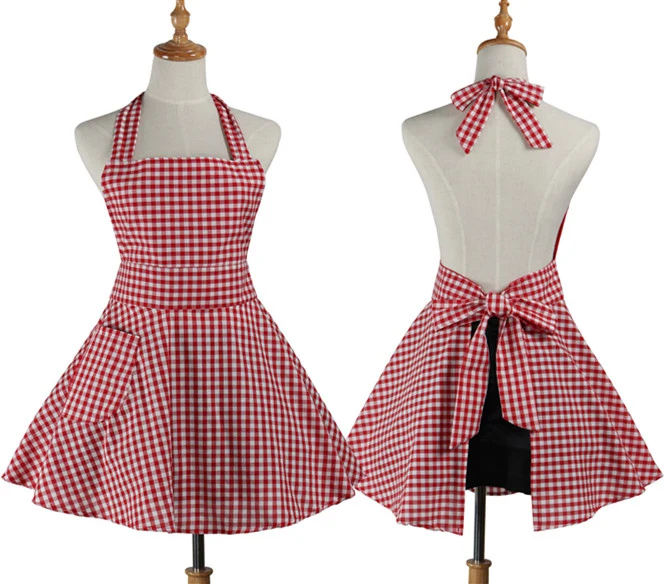 fancy model Adjustable adult or kids blue white plaid checks long dress bib Apron