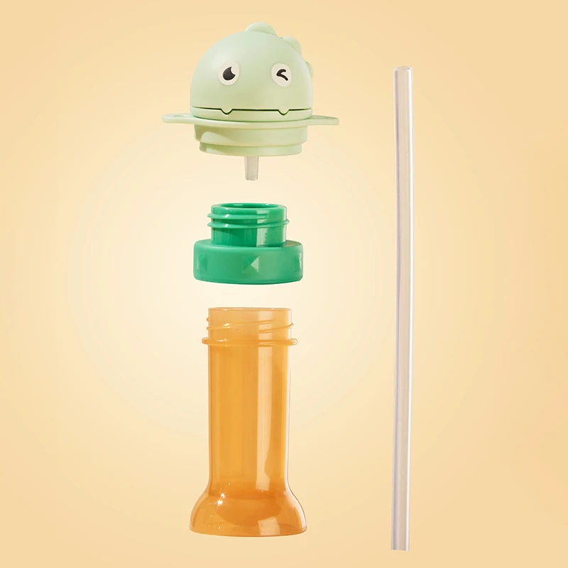 2024 New Cartoon Dinosaur Straw Converter Bottle Baby Drink Water Cartoon Cap Infant Child  Safe  Straw Converter