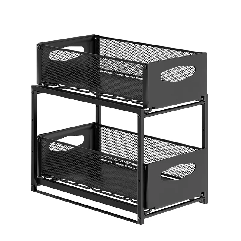 Kitchen Under the Sink Two Layers Drawer Type Corner Shelf Storage Rack pull out spice rack drawer organizer for cabinet