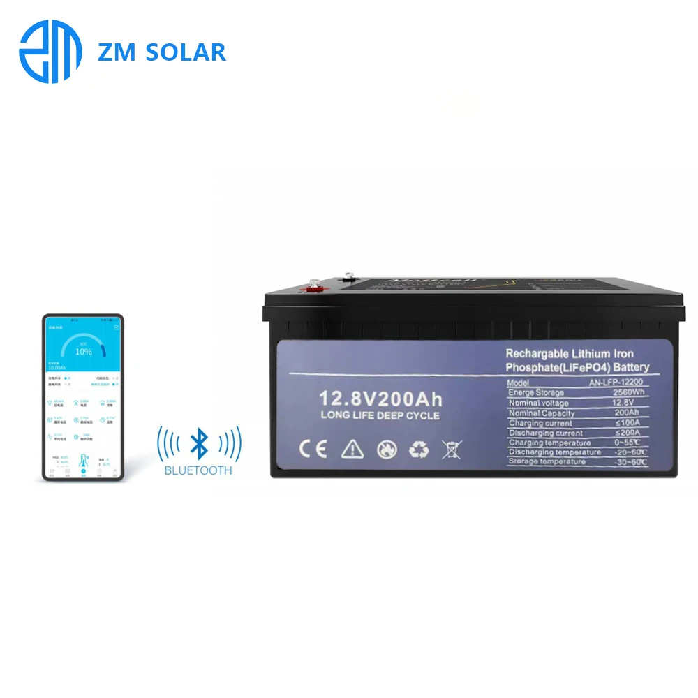 Аккумулятор LiFePo4 12 В 50AH 100AH 200AH батарея для хранения энергии Bluetooth IP65 водонепроницаемая нагревательная панель по индивидуальному заказу