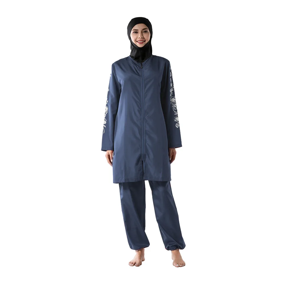 Hand-painted loose-fitting moderate plus-size conservative Muslim sport long robe waterproof Burkini swimsuit