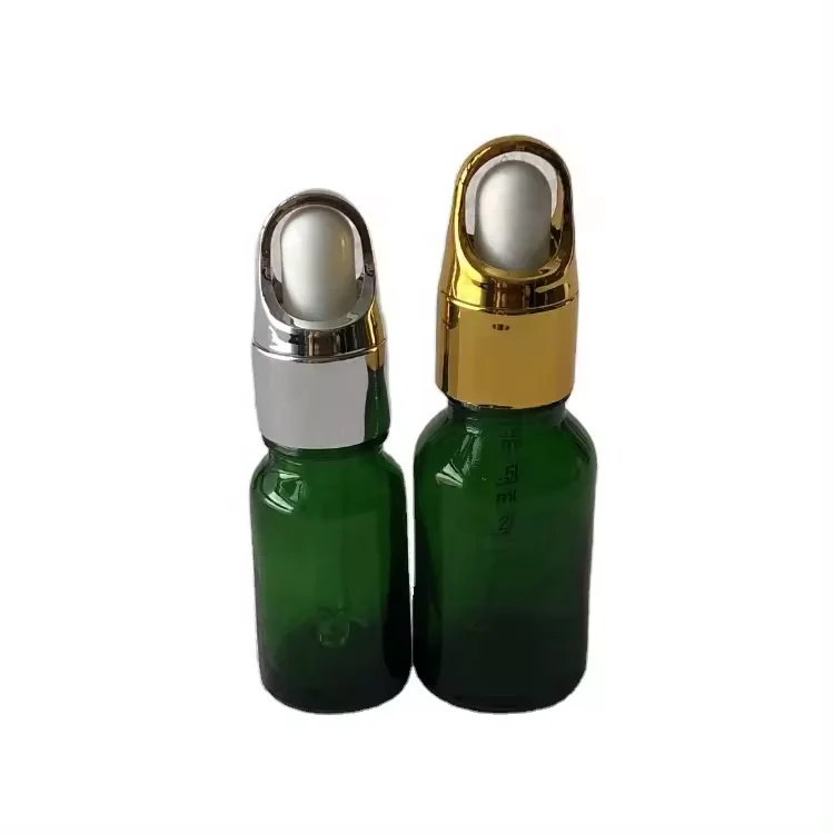 Pipette Dropper Cosmetic Packaging Dark Green Essential Oil Glass Bottle With Basket Dropper