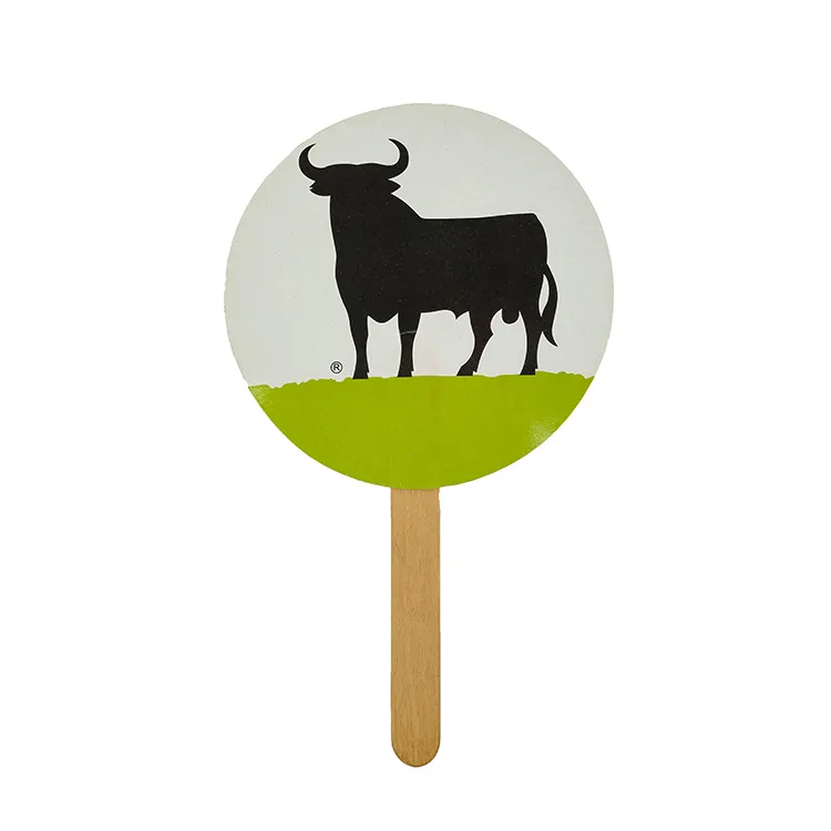 Модные Портативные рекламные сублимационные бумажные ручные вентиляторы с деревянной ручкой