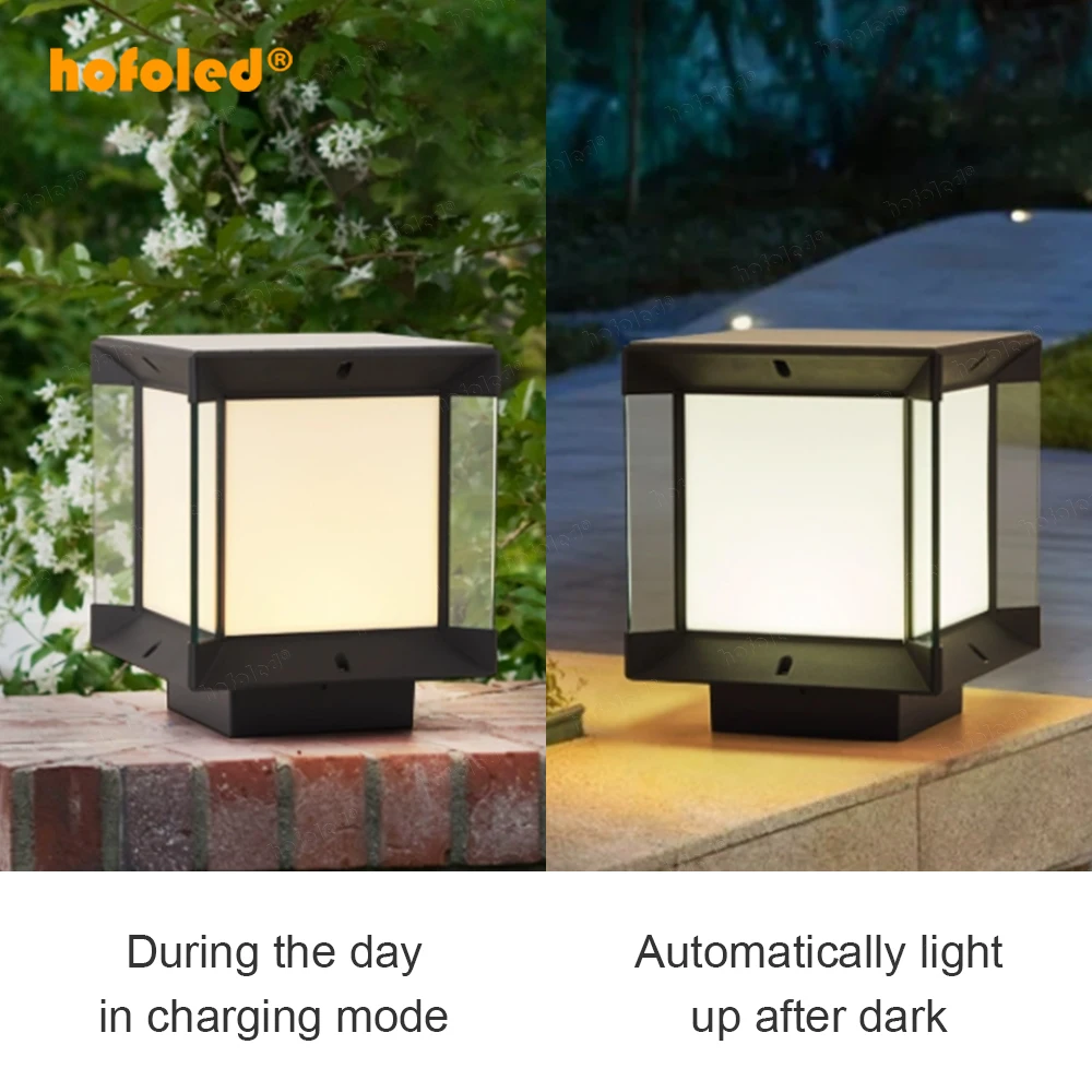 Mount Base Solar Post Lights Decorative Garden Led Outdoor Solar Panel Post Lights Gate Wall Post Sunlight Lamp