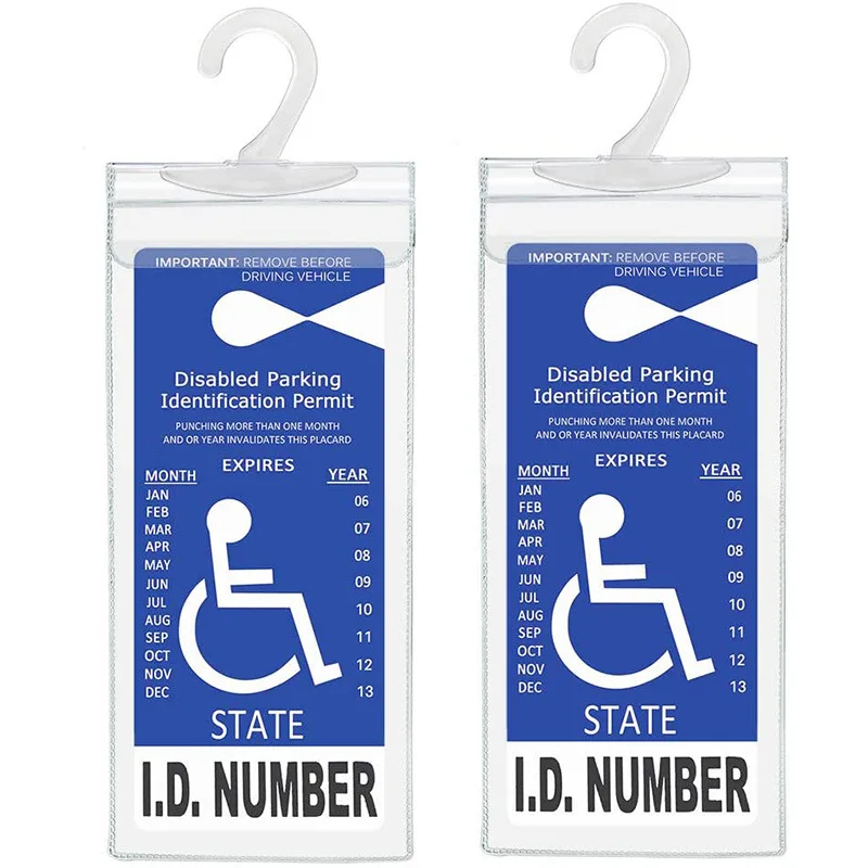 ultra clear plastic pvc Handicap Parking Placard Holder, Ultra Transparent Disabled Permit Protective Cover with Large Hanger