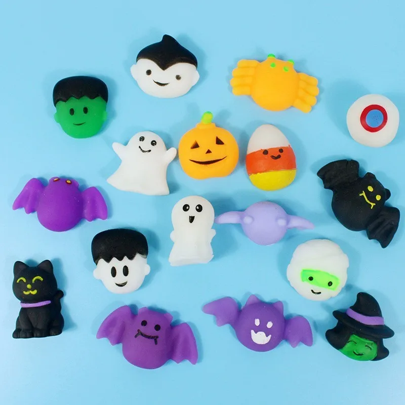 2022 Halloween Ghost Pumpkin Mochi Squishy Fidget Soft Toy, Halloween Spongy Squishy Glitter Mochi Fidget Toys