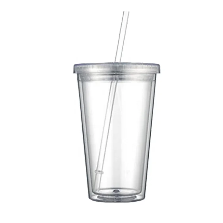 Eco-friendly 450ml BPA free AS material Double wall plastic drinking water cup