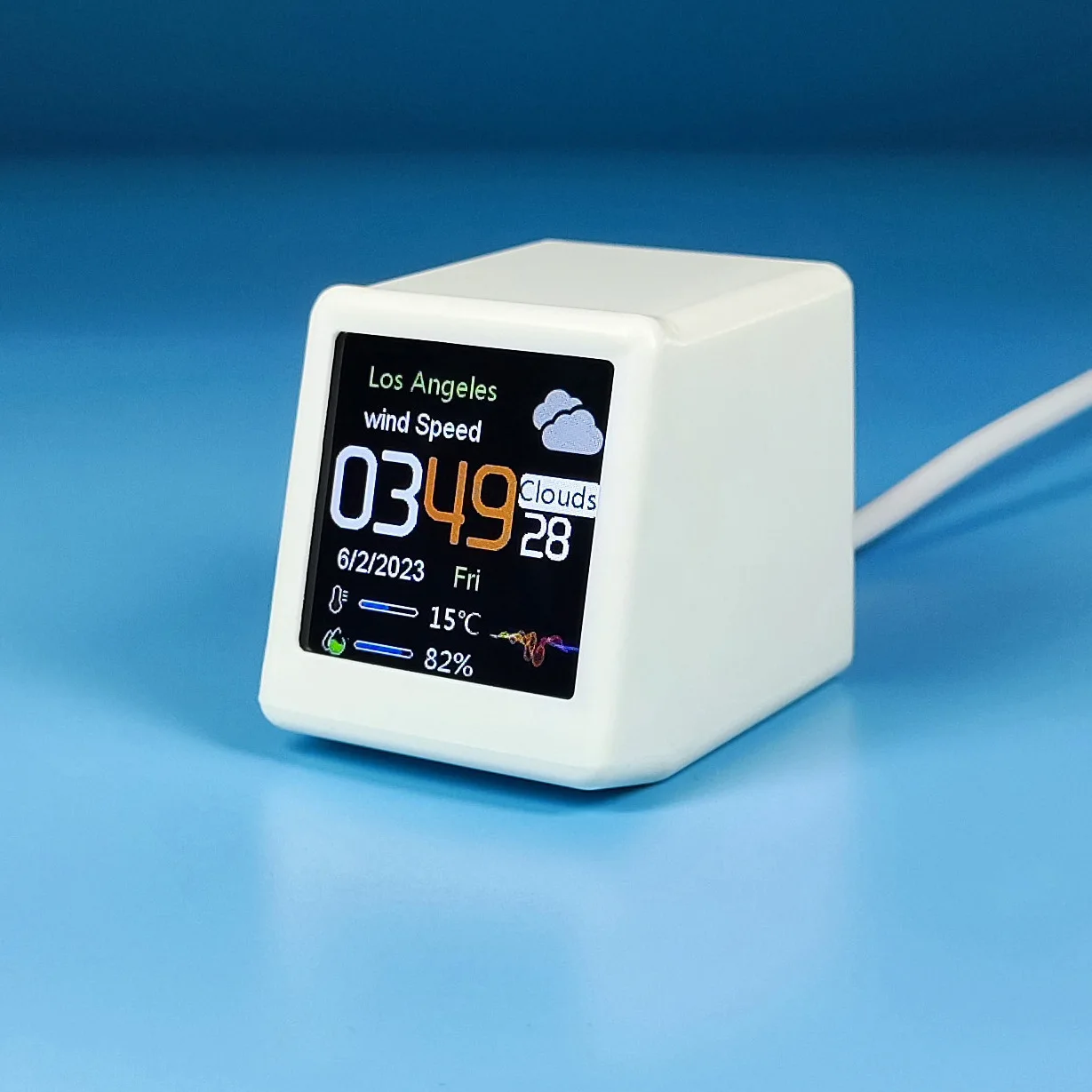 WIFI Smart DIY mini Electronic Weather Station Clock Ornament Weather Temperature Notification Desktop Decoration