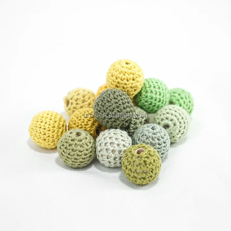 Wholesale Beech 138 Color Natural Wooden Rings Teether Baby Bracelet Hand Crochet Beads