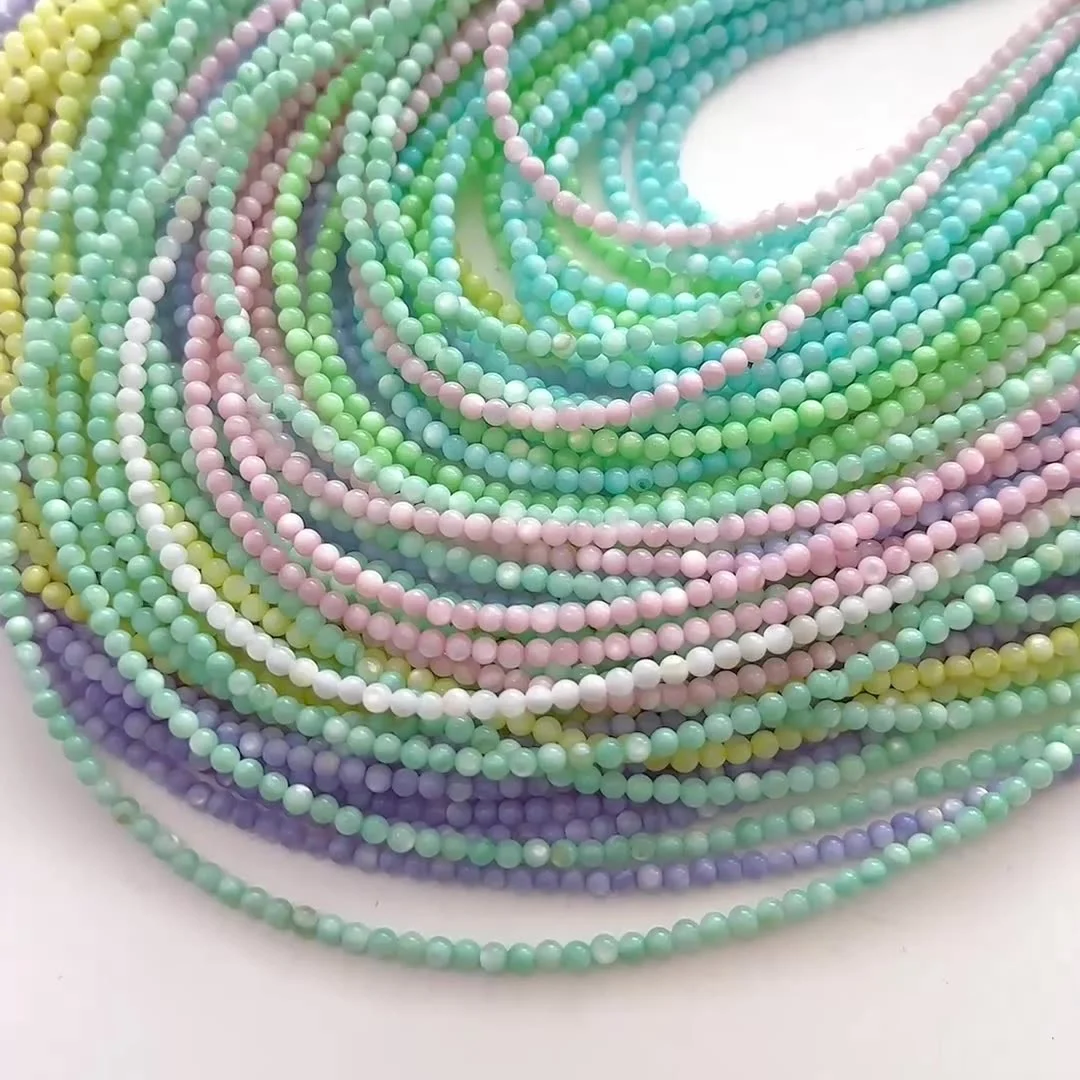 high quality 3mm colorful round shape beads 125pcs /bag  natural freshwater shells beads for jewelry making