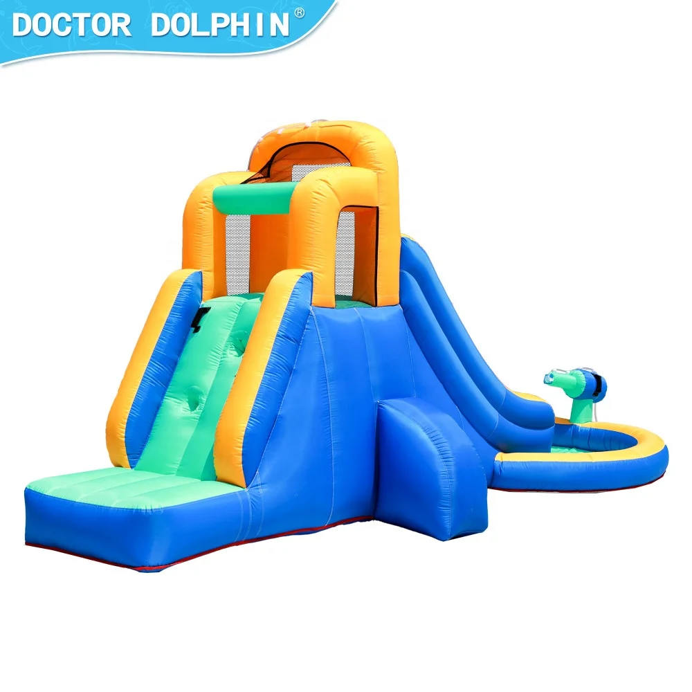 Doctor Dolphin New Hot Kid Entertainment Inflatable Jump Bouncy Castle Bounce House With Water Gun And Slide