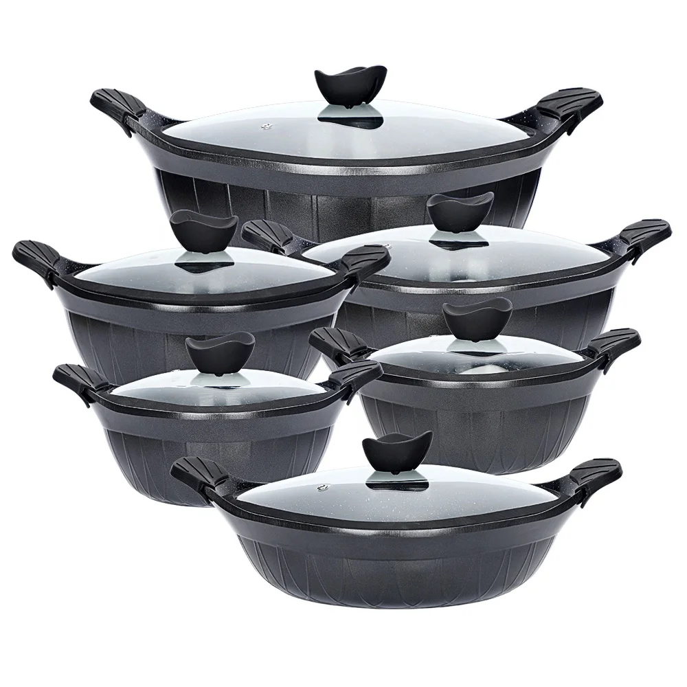 
Hot Selling Kitchenware Cooking Aluminum Die Casting Square Fry Pan Nonstick Marble Casseroles Sets 