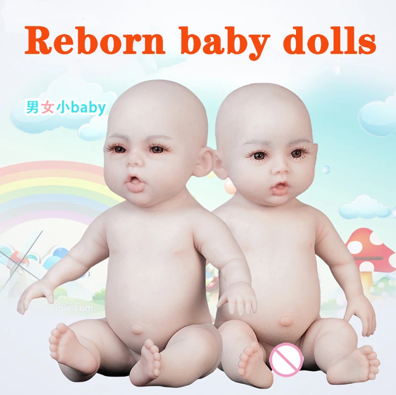 Wholesale Lovely Reborn Twins Baby Doll 22 inch Lifelike Reborn Girl And Boy Dolls Full Silicone Newborn Baby