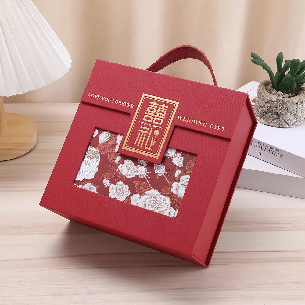 2024 New Product Chinese Handheld Joy Candy Box with Advanced Flower Festival Gift Wedding Set as a Gift for Friends and Girls