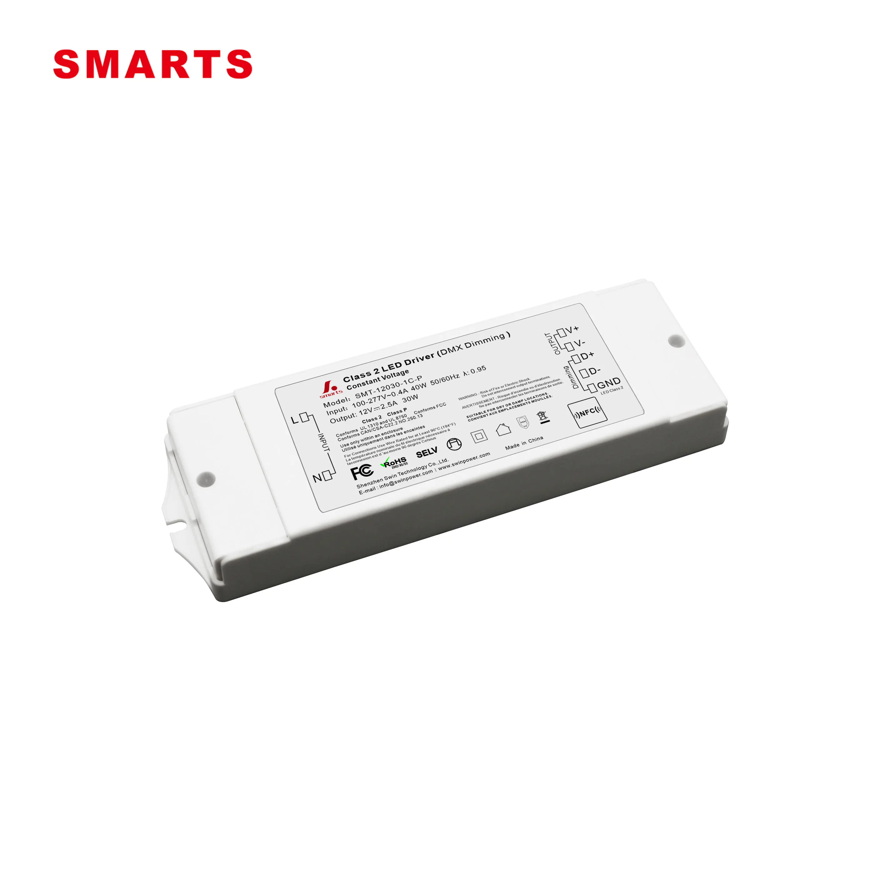 UL approval DMX512 plastic led driver led strip light driver 12v 30w flicker free