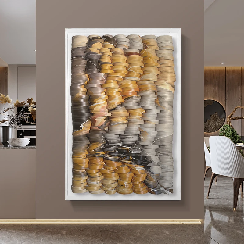 Living room sofa background hanging painting art light luxury decorative painting abstract paper art acrylic painting