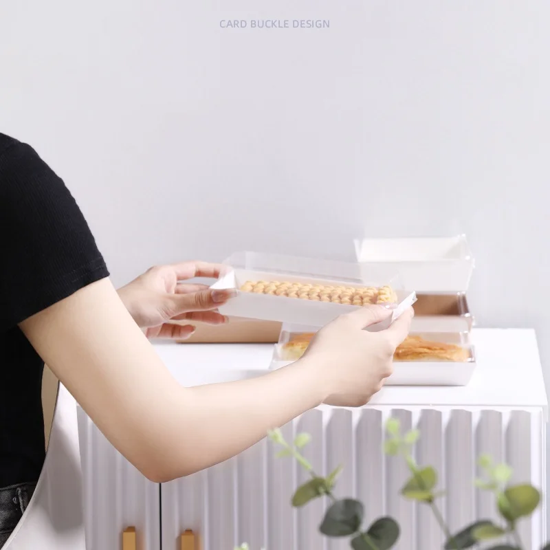 Party Birthday Food Packing Disposable Take Away Food Containers Cake Bakery Quality Paper Box with Plastic Lid