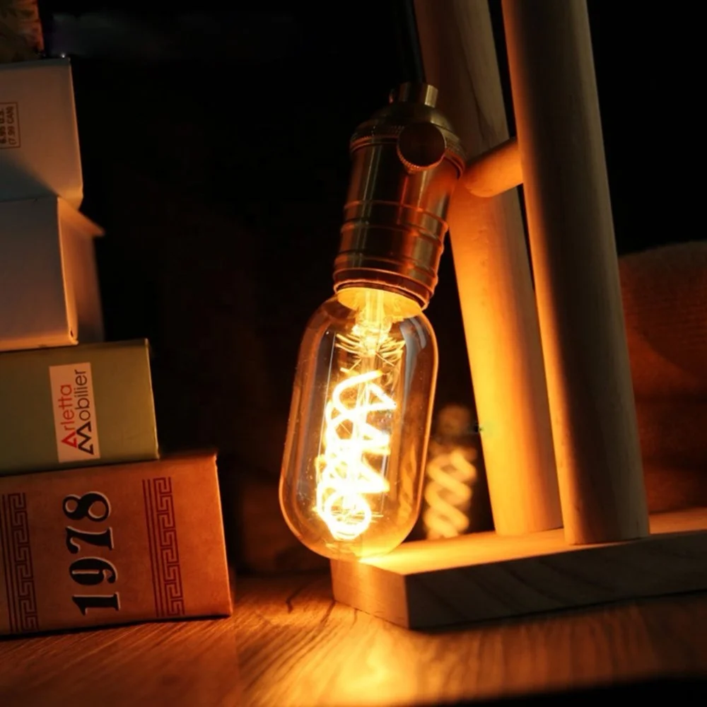 Antique Edison LED Filament Bulb 2W T45 Low Voltage 24V AC/DC Power Supply Plastic Glass Compatible E14 MR16 Bases Auto Home Use