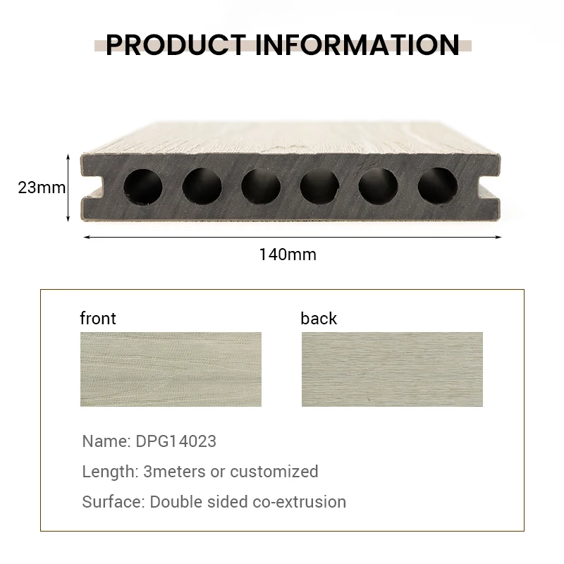 Durable Wood Grain Outdoor WPC Flooring Wood Plastic Composite Co-extrusion Decking