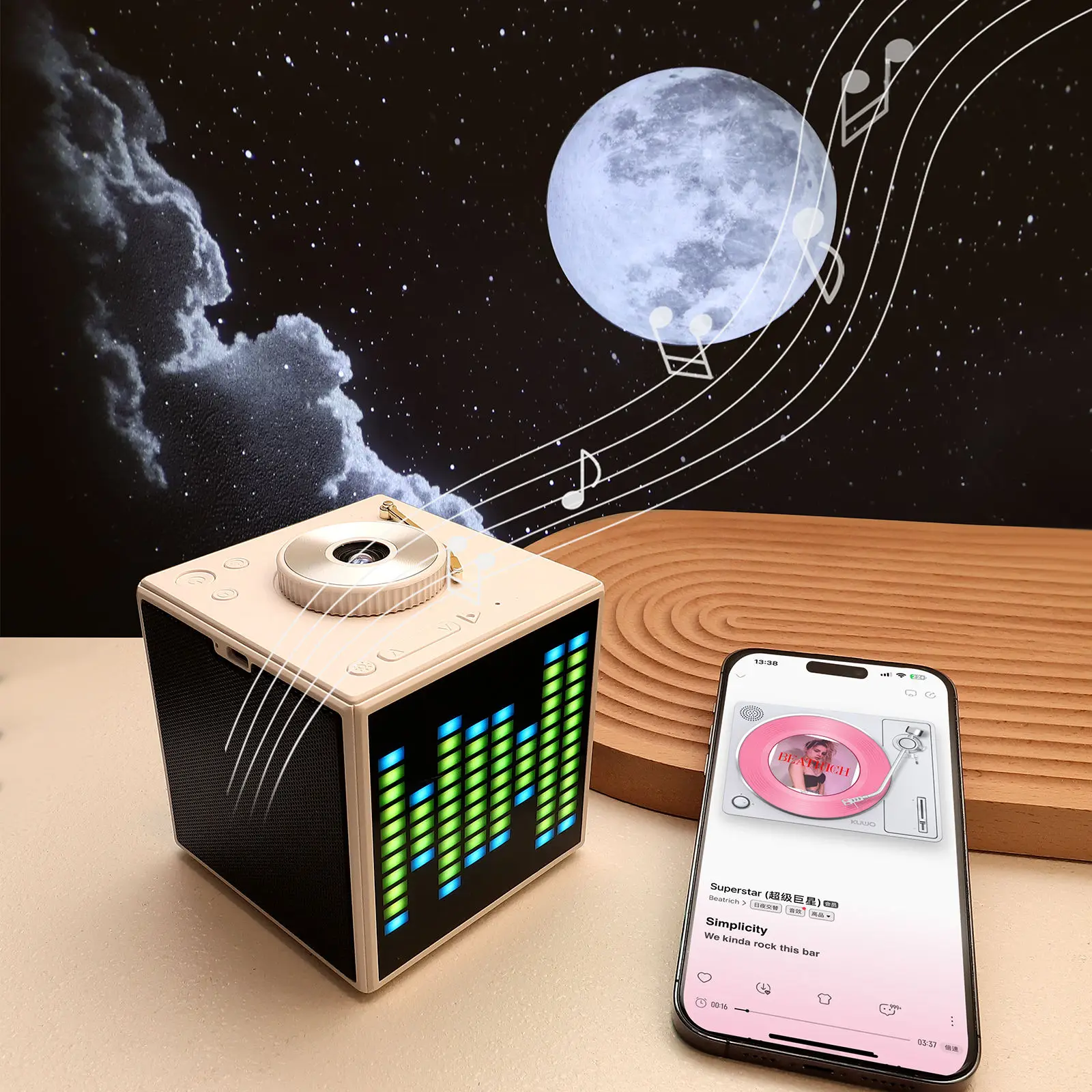 Sync with Music Tempo HD Visuals Bluetooth Multifunctional Room Ambiance Light Stars Moon Ultimate Starry Galaxy