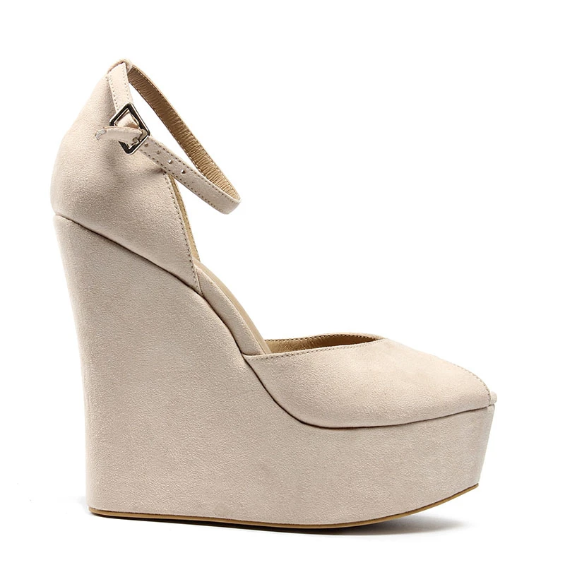 Summer fashion suede leather platform ladies heel shoes latest design wedge sandal
