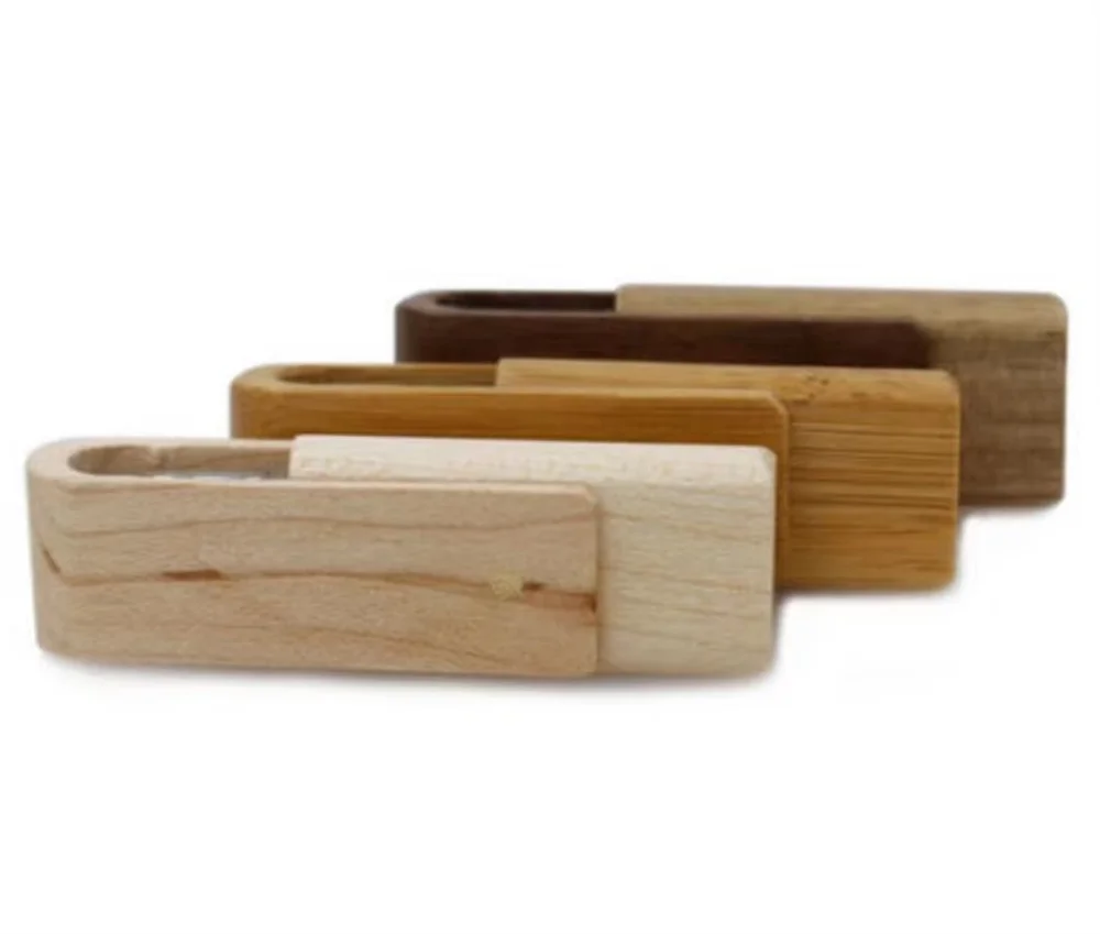 Wooden Flash Drives Full Capacity Wood Rotary Flash Drive 64 GB Waterproof Twist USB Memory Stick