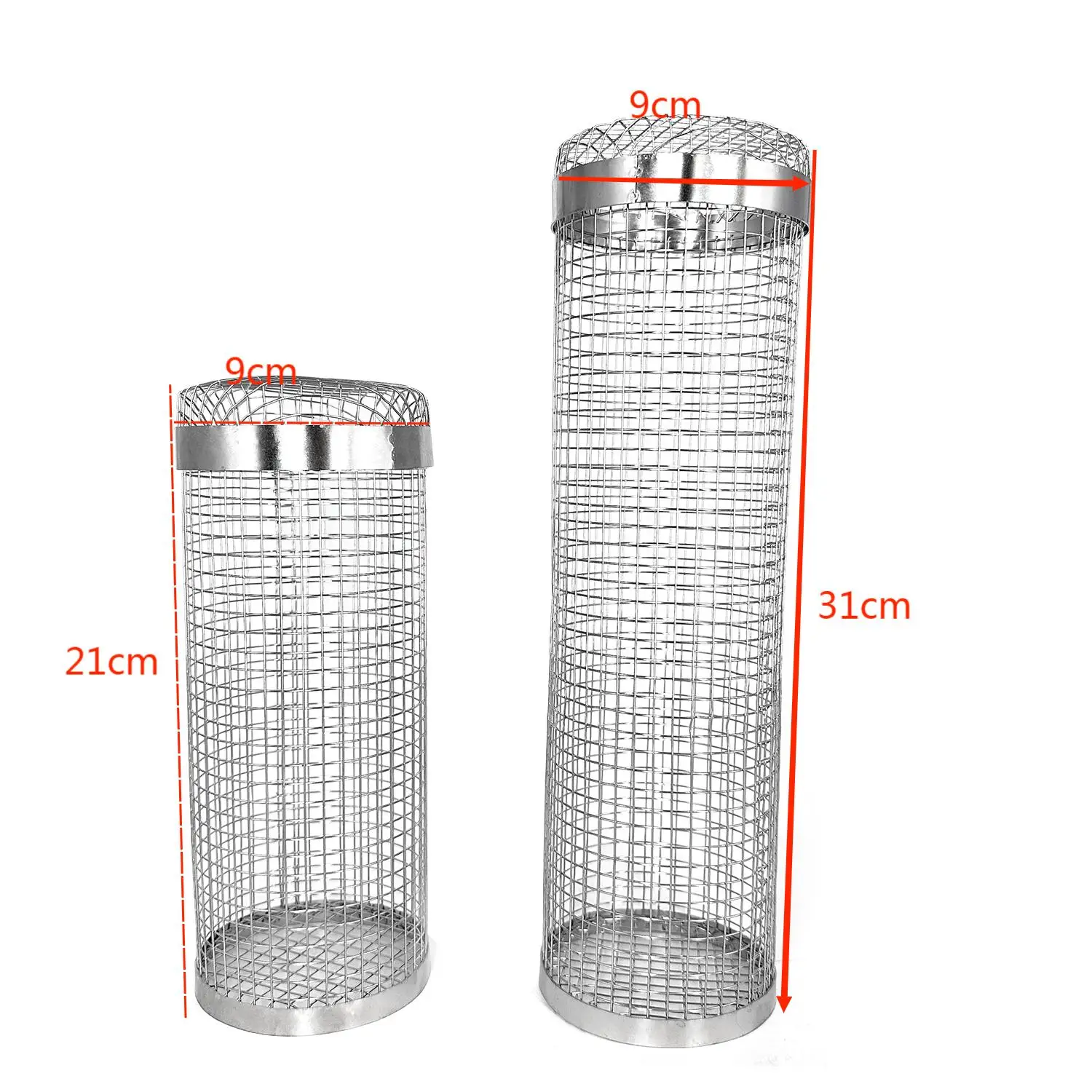 304 Stainless Steel BBQ Smoker Grill Tube, Metal Mesh Smoking Filter Tube BBQ Gadgets, Camping BBQ Rack Round Cooking Grill Pipe