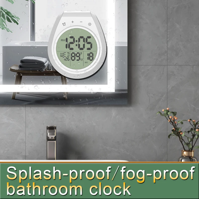 2710 Waterproof Shower Clock Washroom Timer Suction bathroom Wall Hygrometer Thermometer smart digital alarm clock