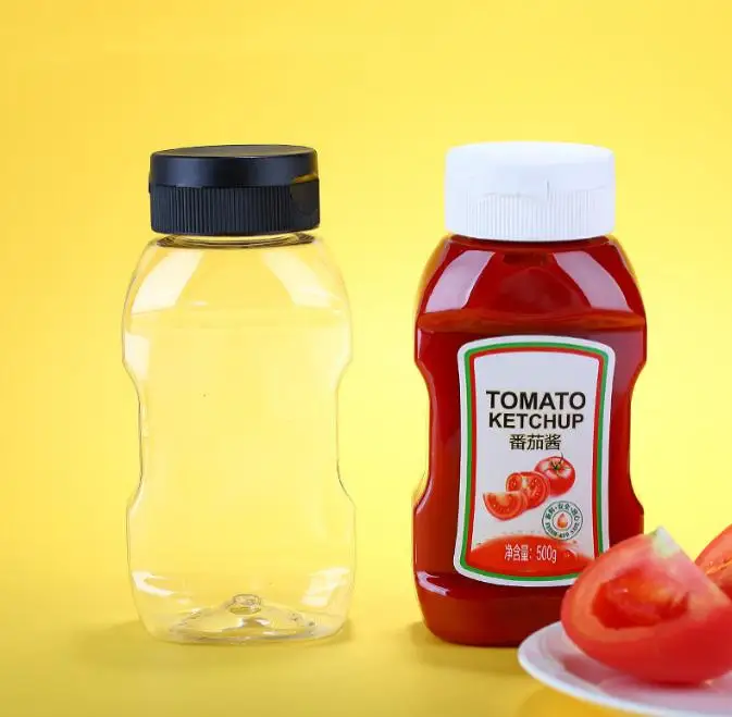 309ml & 373ml Soft Plastic Squeeze Bottles PET Flip Cap Dropper Dispenser for Ketchup Honey Sauce Food Use