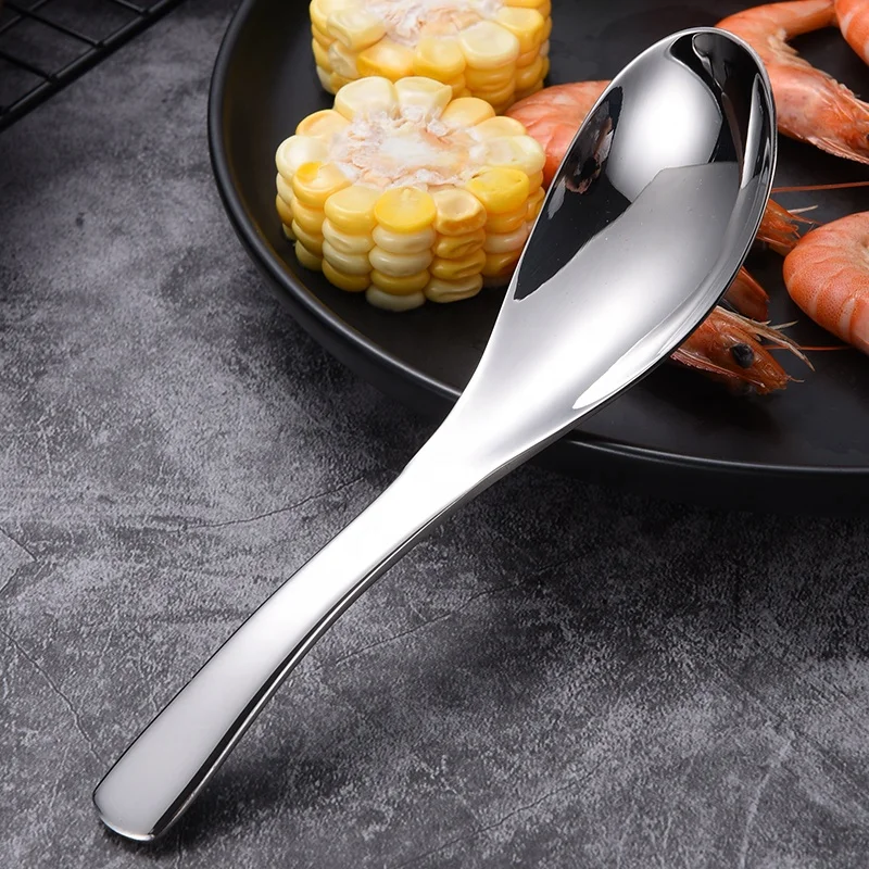 Factory high quality 316L large luxury dessert dinner spoon silver spoon stainless steel spoons for hotel