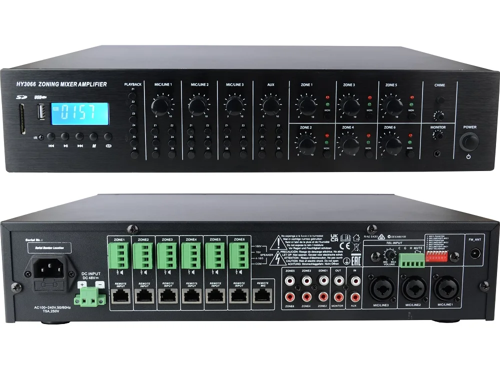 HY3066 6X60W USB SD BT Bluetoth Matrixl Public Address PA Amplifier