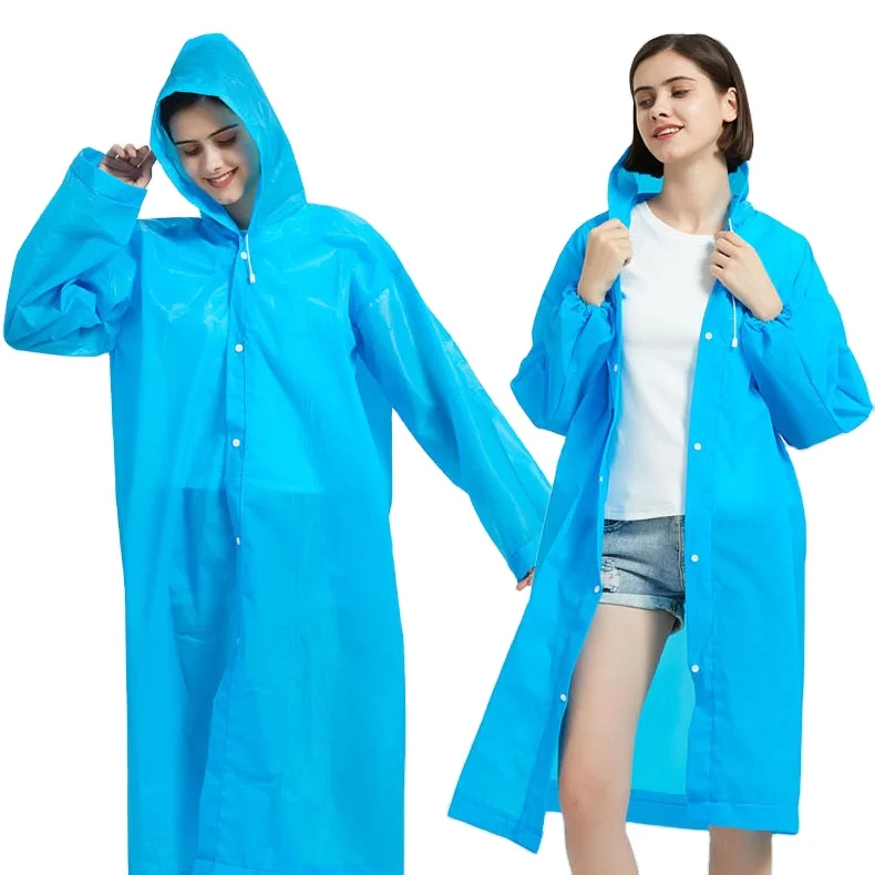 Customized Logo Printed Eco Friendly Biodegradable Reusable Raincoat Poncho Eva Waterproof Rainwear