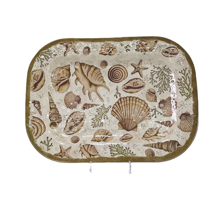 Недорогие квадратные пластиковые обеденные тарелки оптом Бамбуковая меламиновая тарелка