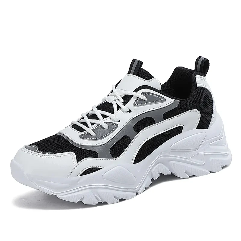 Hot Sale Brand Logo Custom Lady Casual Sneakers Leather Blank Chunky Height Increasing Running Sports Shoes for Women