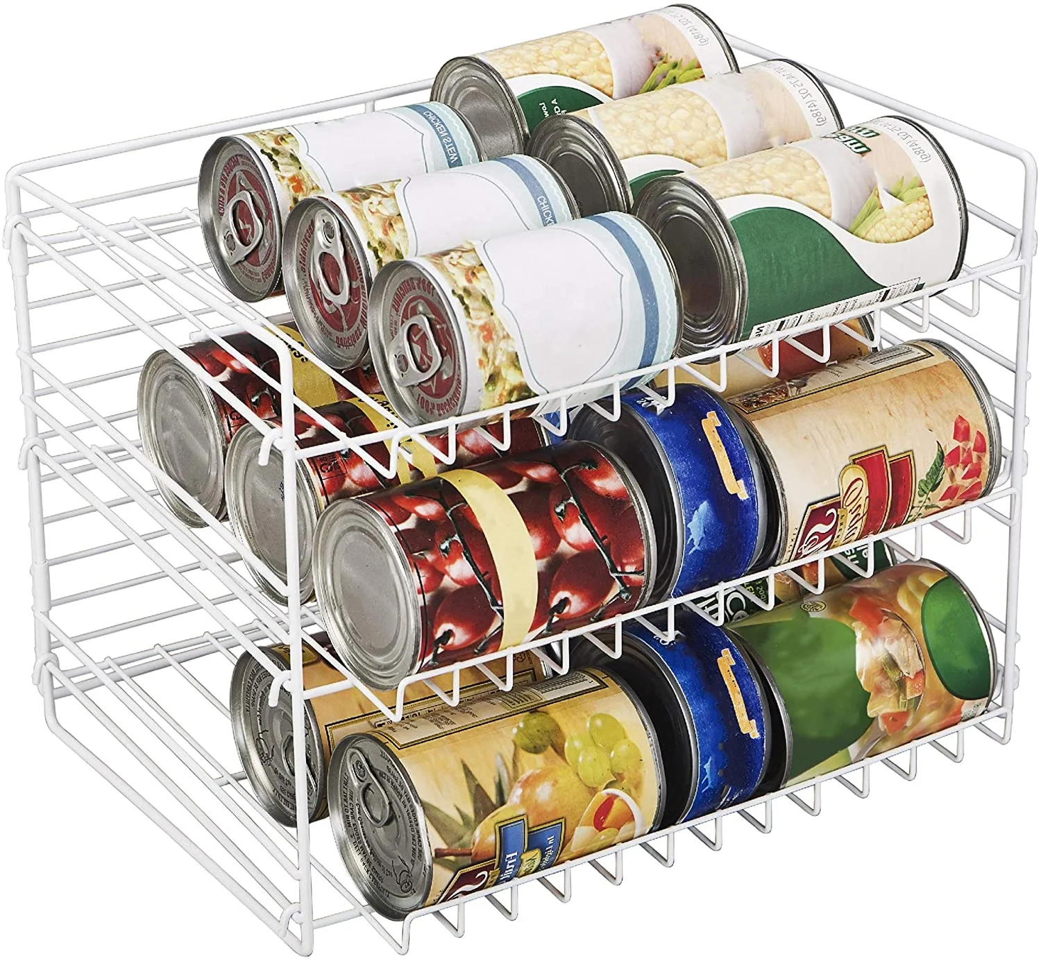 3-Tier Can Rack Organizer /Adjustable Steel Metal Wire /Pantry Spice Cabinet Under Sink  Fridge Storage Organization